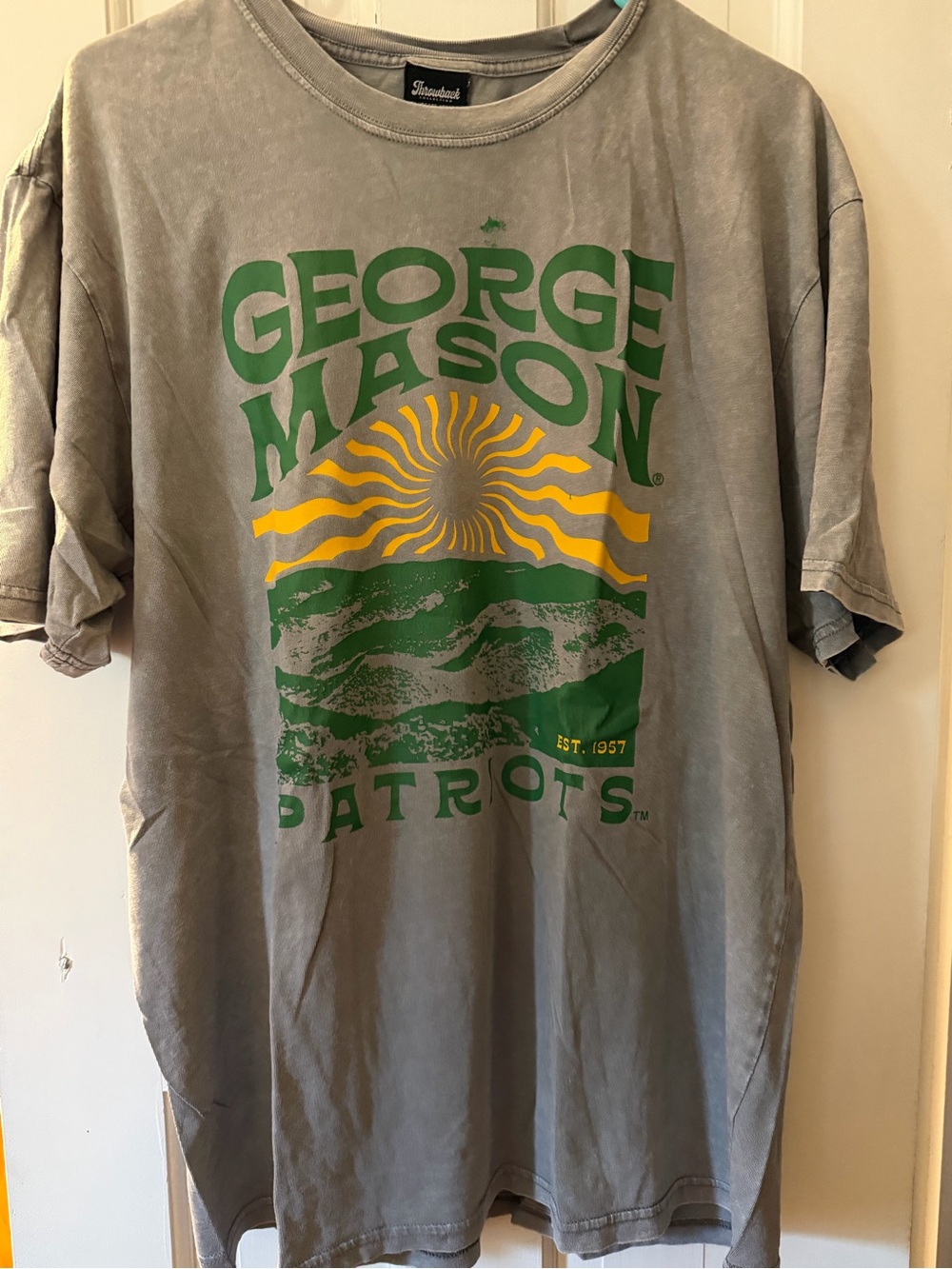 George Mason Patriots Graphic Tee - Gray with Green & Yellow Print